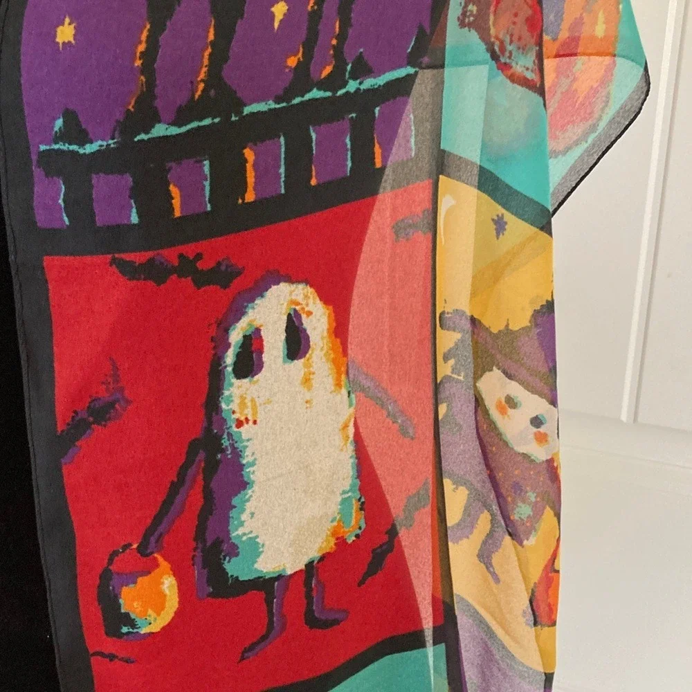 ECHO Halloween Themed‎ Vibrant Sheer Scarf 13x61 Novelty Teacher Fall